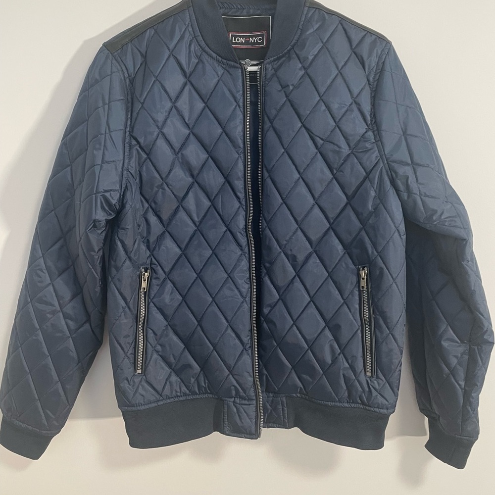 Men’s  Quilted Navy Bomber Jacket Medium